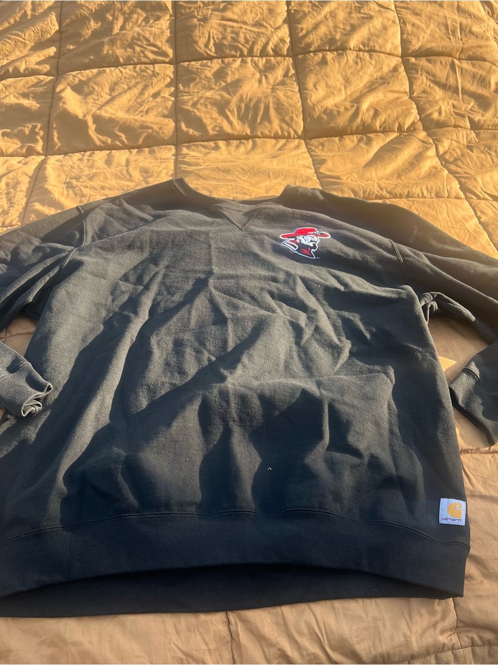 Carhartt Black Crewneck Sweatshirt  Embroidered Univ of Cumberlands Mascot XXL